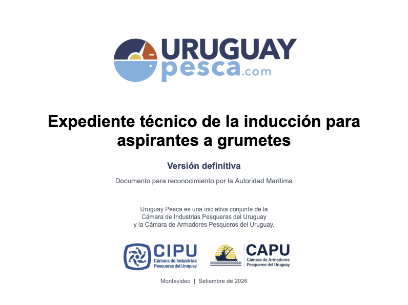 Carátula del expediente técnico de la inducción para aspirantes a grumetes